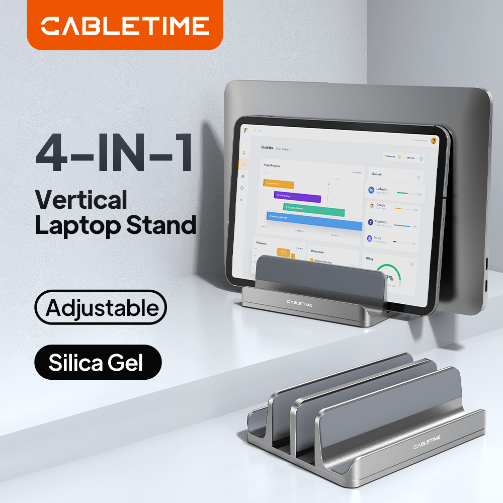 Laptop Stand Riser - Вертикальная подставка для ноутбука CABLETIME, алюминиевая